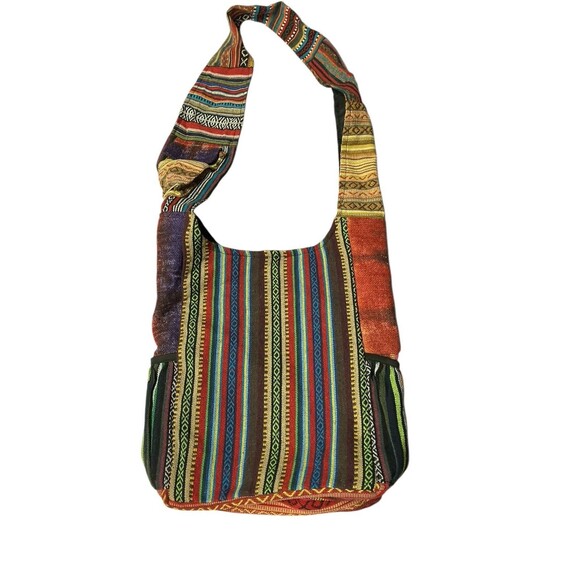 Nepal Handmade Crossbody Hobo Bag Sling purse Himalayan Hemp THC Free Mushroom - Picture 2 of 2